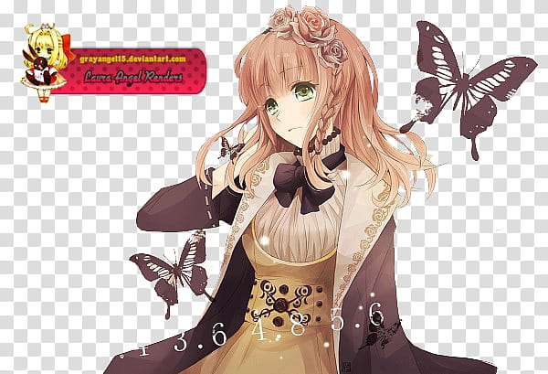 Elegant Anime Girl with Butterflies - Digital Art Download & Wallpaper
