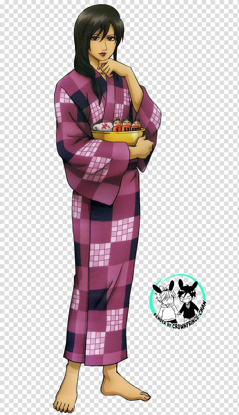 Yukata-Wearing Anime Character with Snack Bowl - Digital Art Render