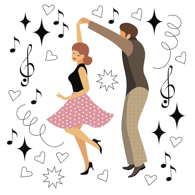 Young Man Woman Dance Style 50s Stock Vector (Royalty Free - Clip Art ...