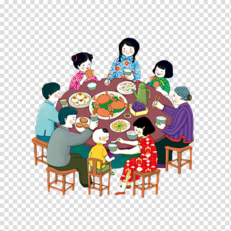 A Vector Illustration Of Happy Family Eating Dinner Together Stock ...