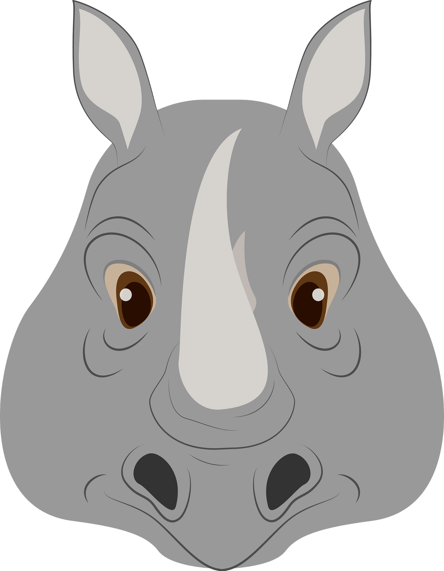 Cartoon Rhino Head Rhinoceros Face Drawing Black And White Line Cartoon Rhino Head Rhinoceros Face Drawing Black And White Line