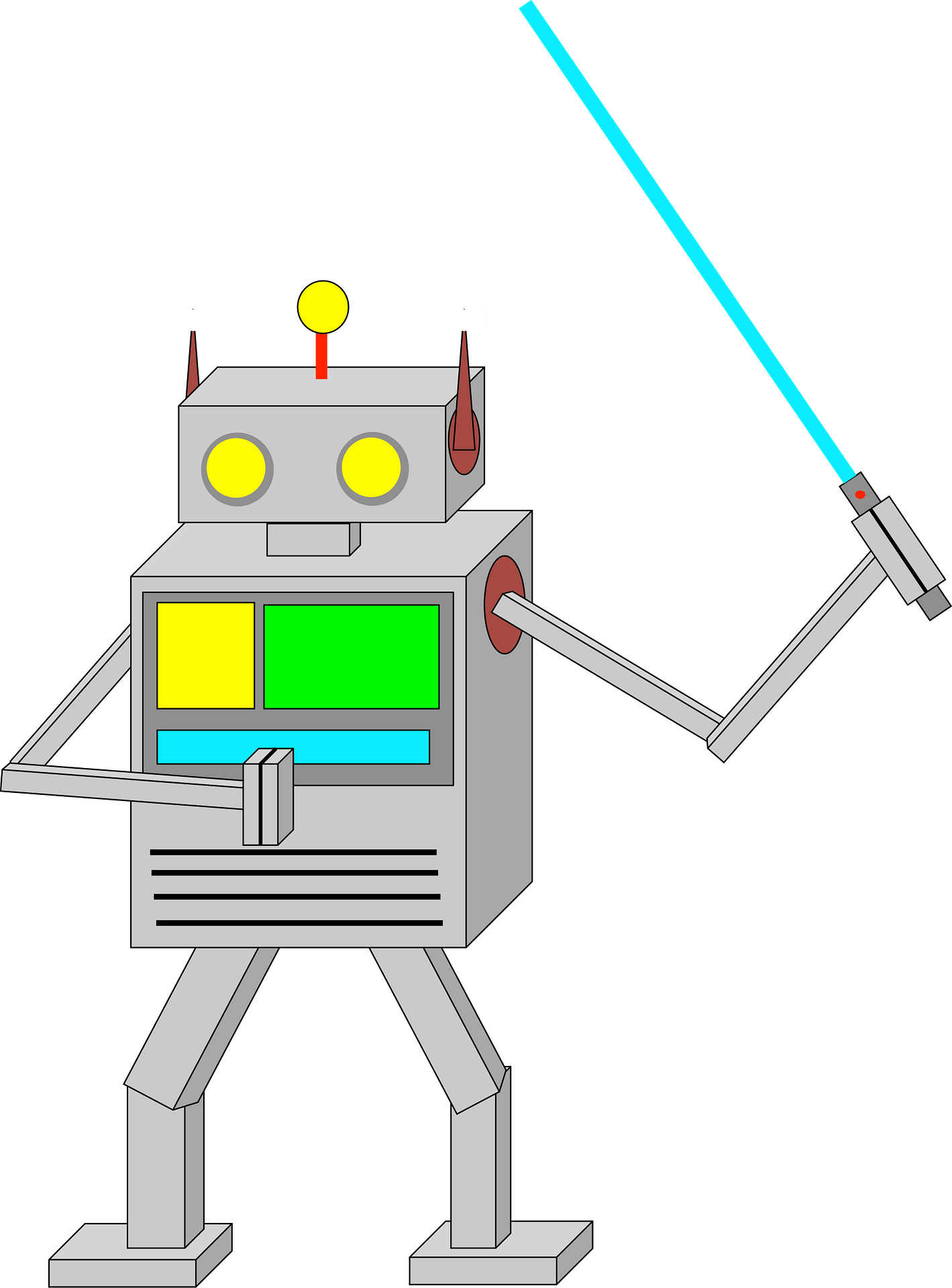 Retro Robot with Lightsaber - Fun Sci-Fi Illustration