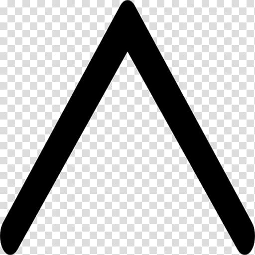 Black upward-pointing triangle symbol on transparent background, commonly used as a UI navigation indicator.