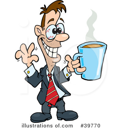Happy Businessman with Coffee - Free Clipart Illustration
