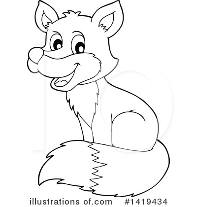 Cute Cartoon Fox Coloring Page - Free Printable Illustration