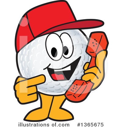 Golf Ball Mascot with Phone - Fun Sports Illustration