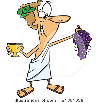 Roman God Bacchus Cartoon Illustration - Wine, Grapes & Celebration