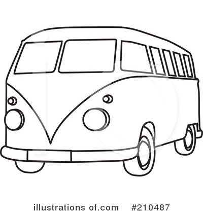 Classic VW Bus Coloring Page - Free Printable Illustration