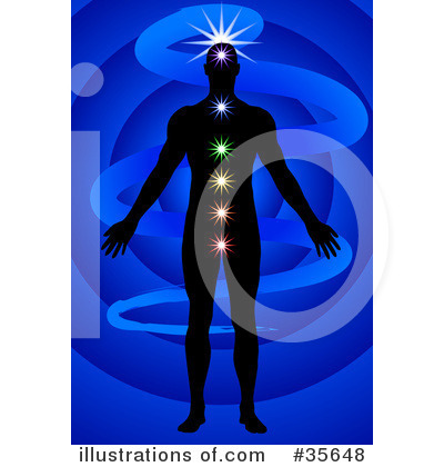 Chakra Energy System Diagram - Human Body with Seven Energy Centers