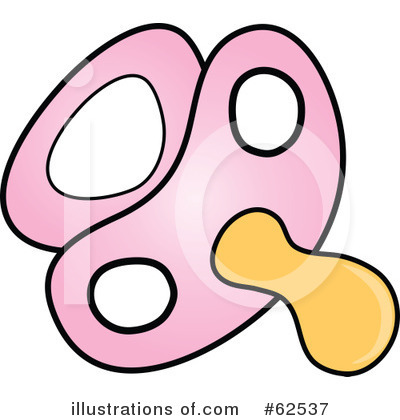 Pink pacifier with yellow nipple and three ventilation holes, cartoon-style illustration.
