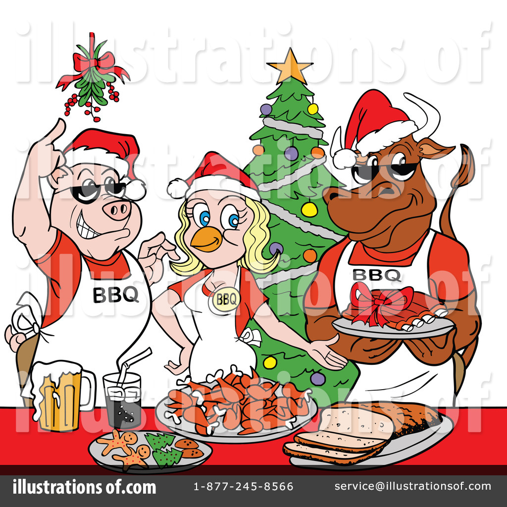 Festive BBQ Christmas Party Illustration - Fun Holiday Gathering