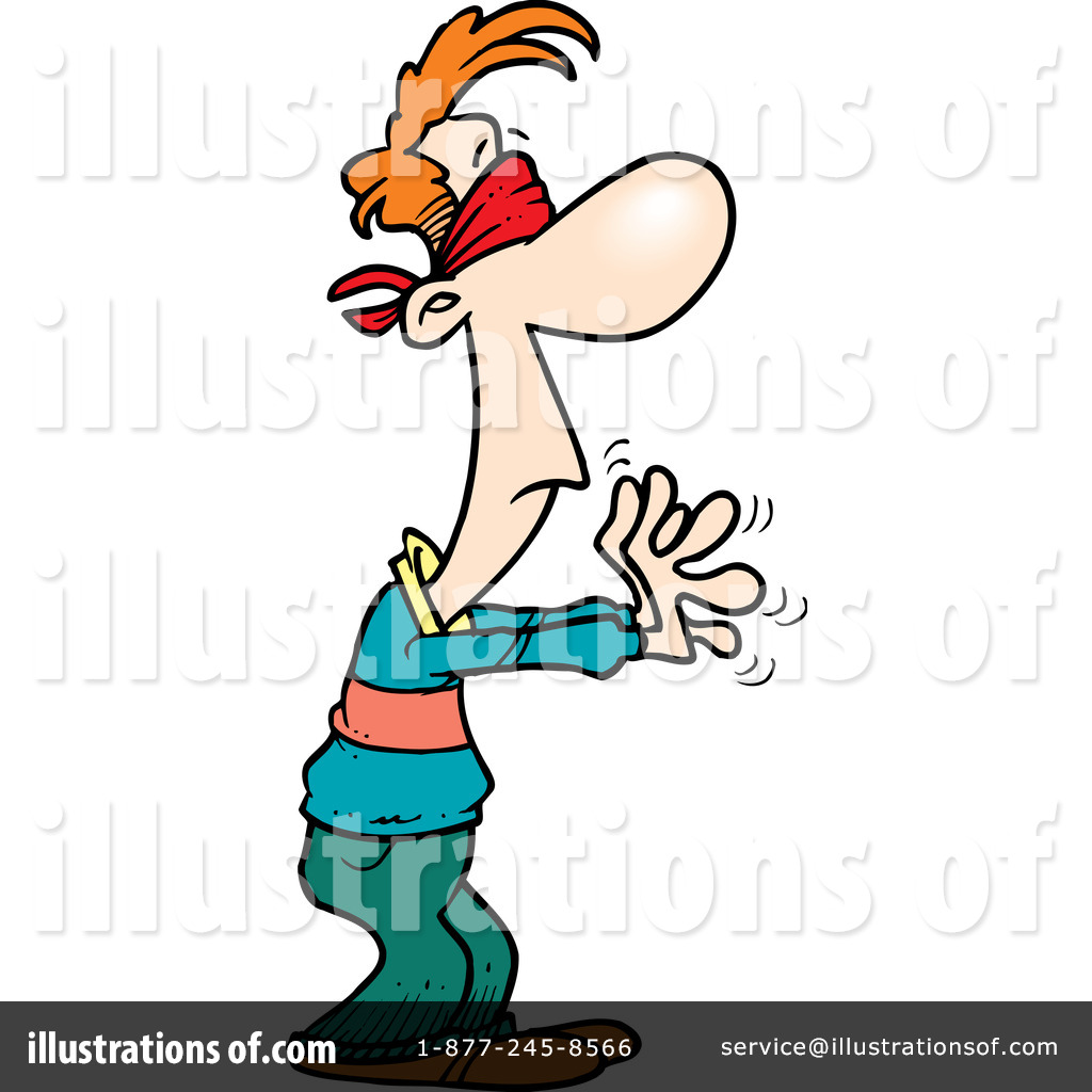 Cartoon man with red bandana, exaggerated nose, and expressive gesture, appearing surprised or animated.