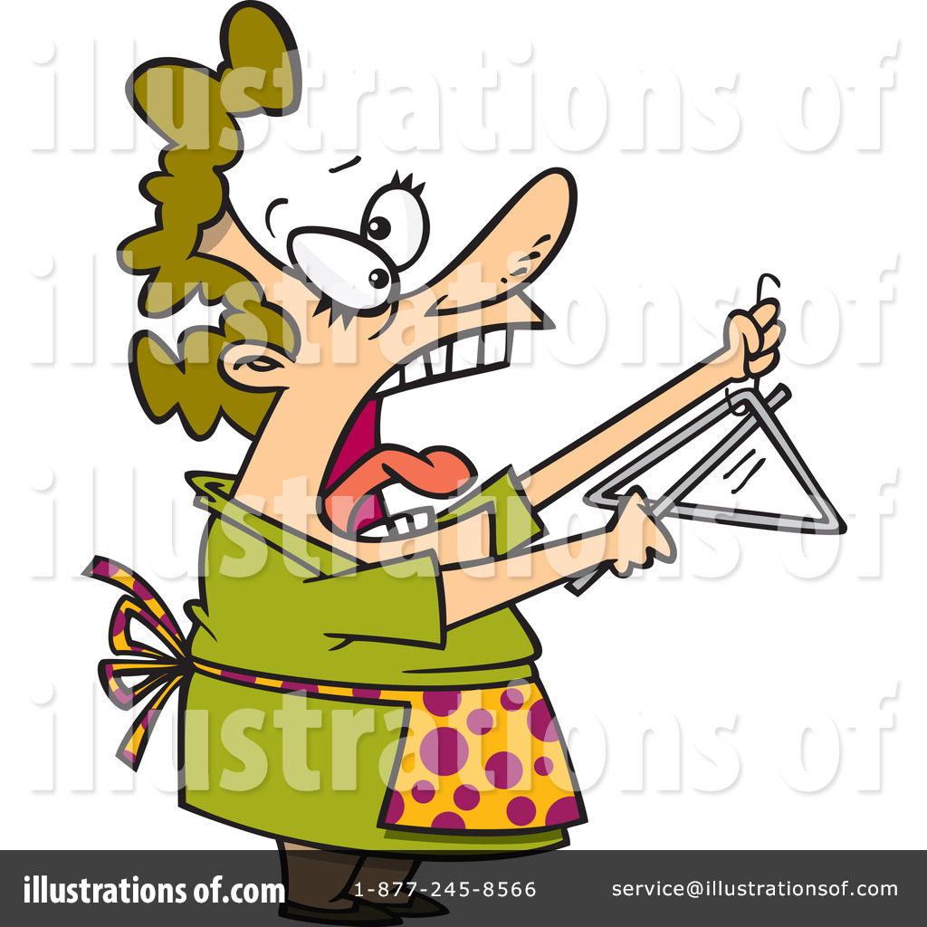 Cartoon Chef Playing Triangle - Fun Kitchen Illustration