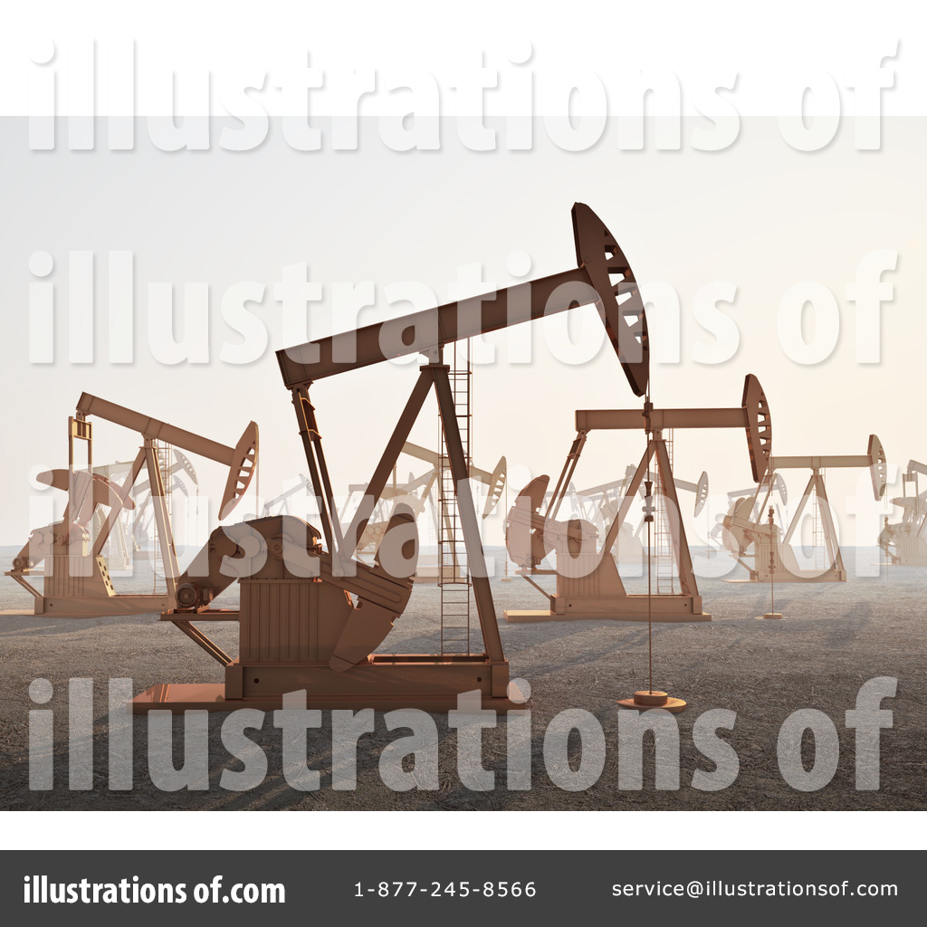 Row of oil pumpjacks operating in a desert-like field under hazy sunlight.