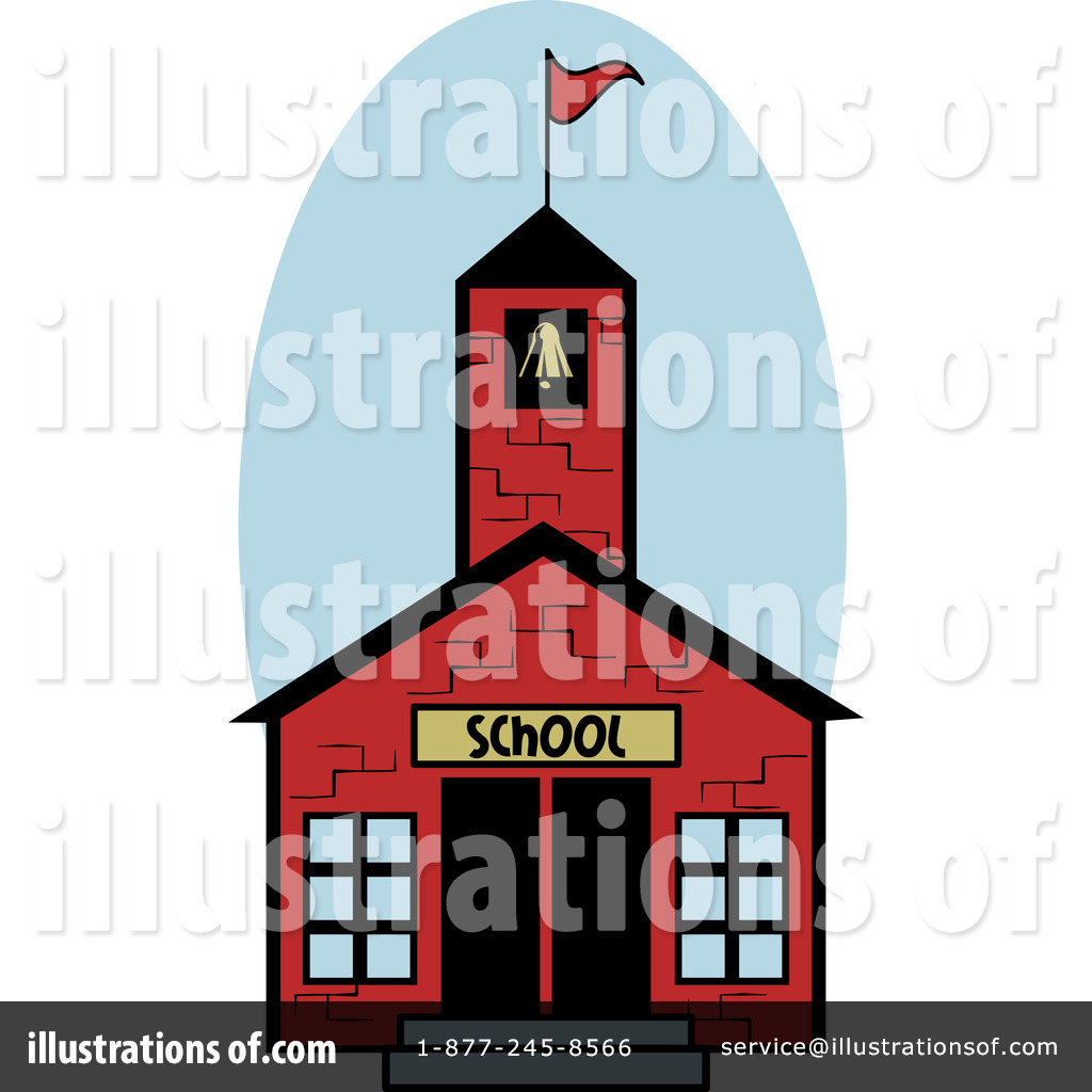 Classic Red Schoolhouse Illustration - Educational Clip Art