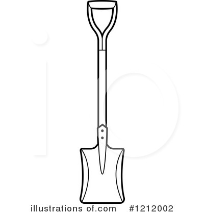 Line drawing of a standard D-handle shovel with straight shaft and flat blade.