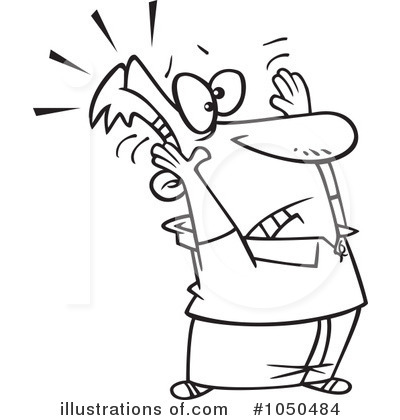Cartoon man screaming in panic while holding a broken phone with sparks flying.
