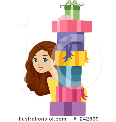 Gift Stack Illustration - Joyful Woman with Presents
