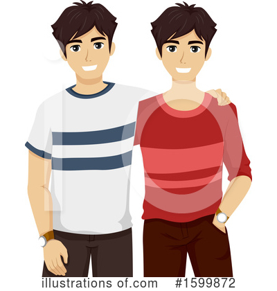 Friendly Young Men Illustration - Casual Friendship Vector Art