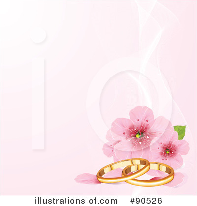 Elegant Wedding Rings with Cherry Blossoms - Romantic Illustration