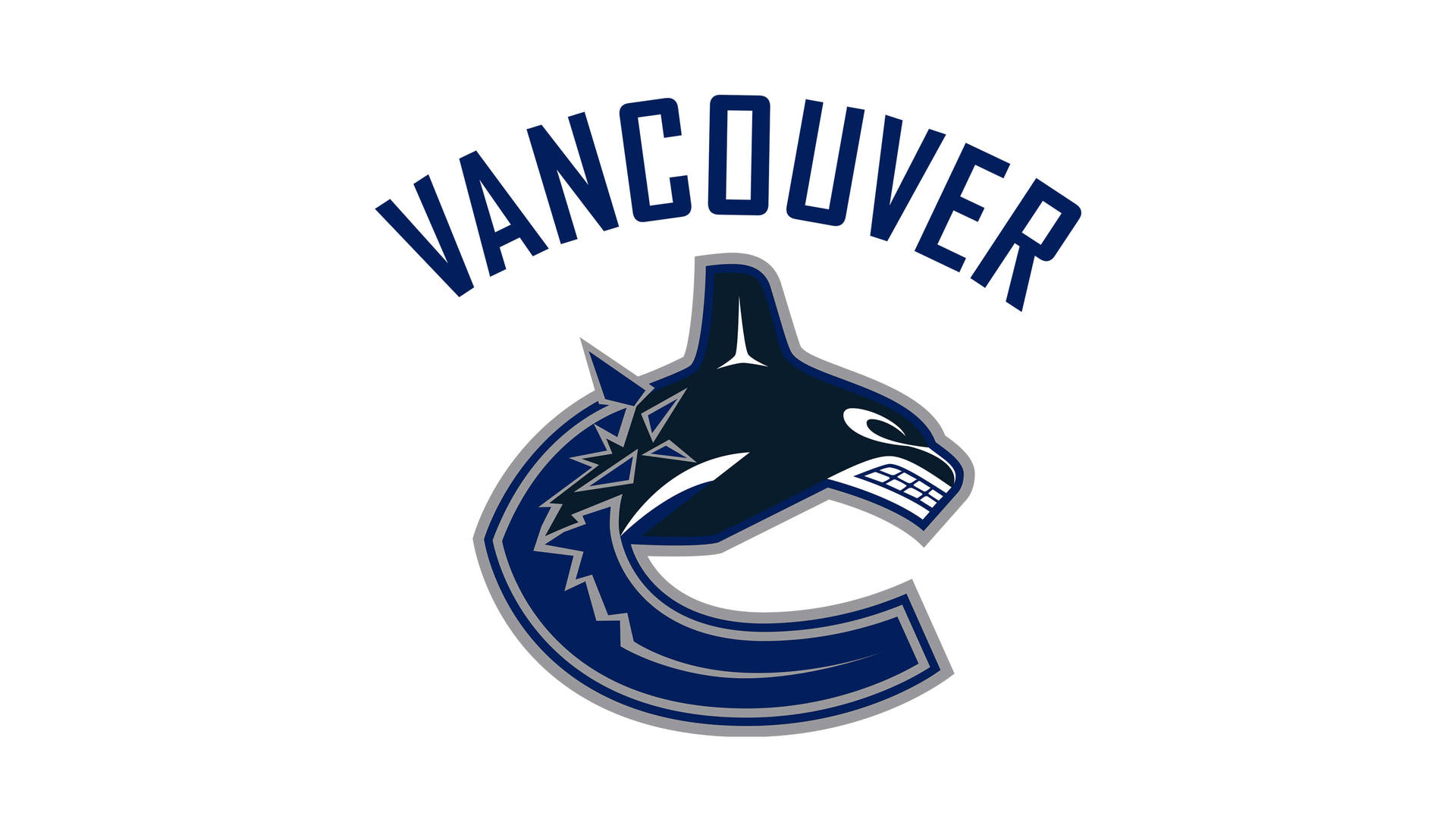 Vancouver Canucks logo featuring a stylized orca whale within a blue 'C' and arched team name above.