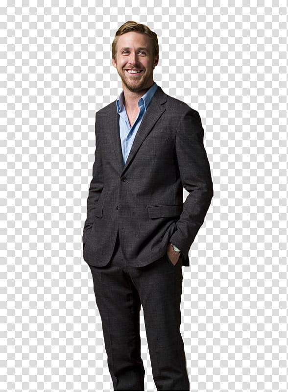Ryan Gosling in Classic Gray Suit - Professional Portrait Image