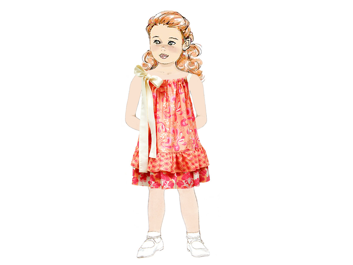 Charming Floral Dress Illustration for Kids’ Fashion & Design Inspiration