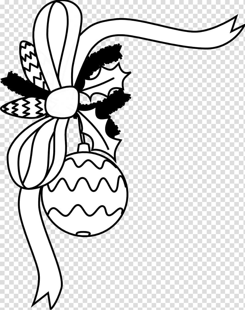 Free Printable Christmas Ornament Coloring Page - Ribbon & Holly Design