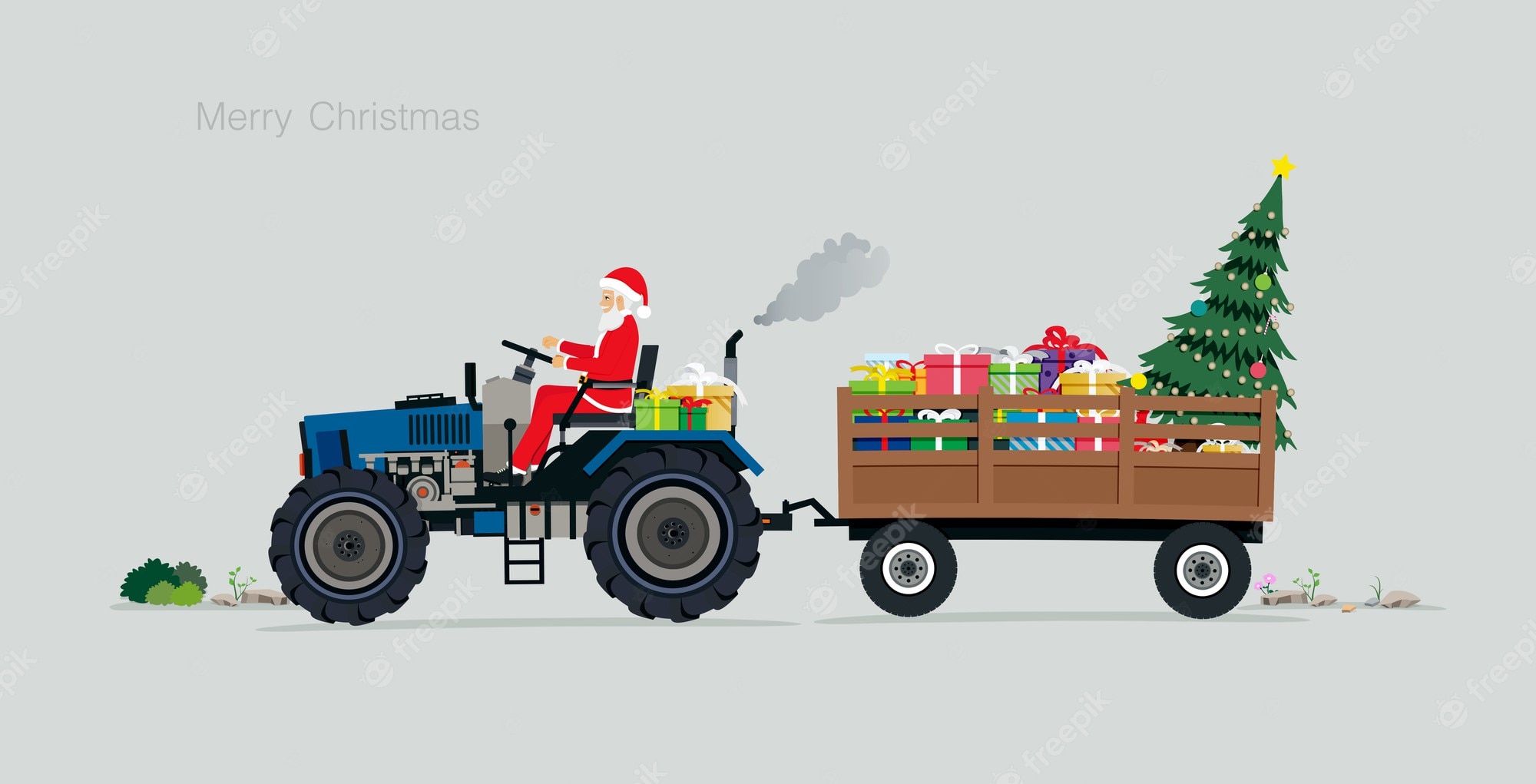 santa tractors - Clip Art Library