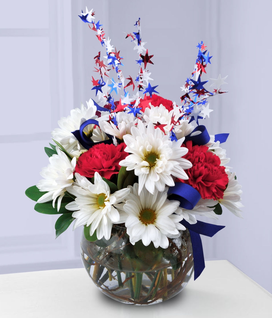 Red, White & Blue Patriotic Flower Arrangement | Memorial Day & 4th of July Bouquet