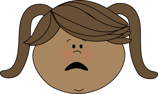 Sad cartoon girl with brown pigtails, blushing cheeks, and downturned mouth.
