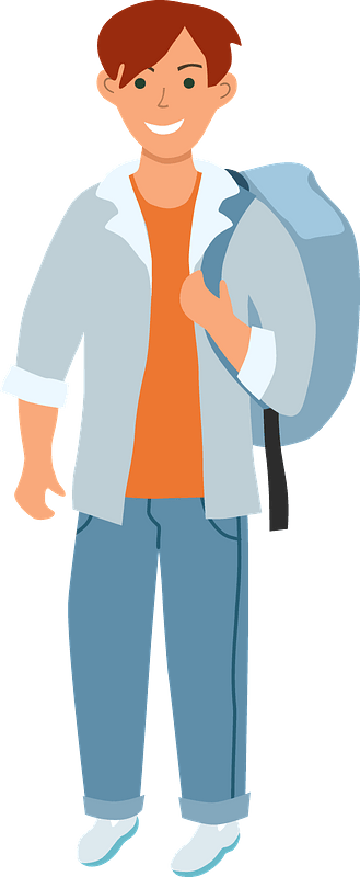 Student with Backpack - Friendly Campus Ready Illustration