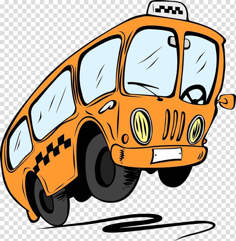 Fun Cartoon Taxi Van Illustration - Free PNG Clipart