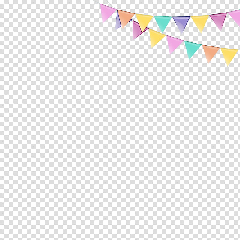 Colorful pastel bunting flags strung diagonally across a transparent background, ideal for festive celebrations and party decor.