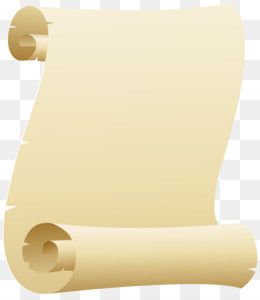 Vintage parchment scroll with rolled edges on transparent background.