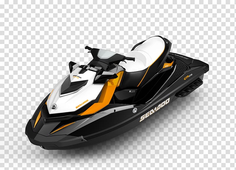 Sea-Doo GTR 215 personal watercraft in black, white, and orange on transparent background.