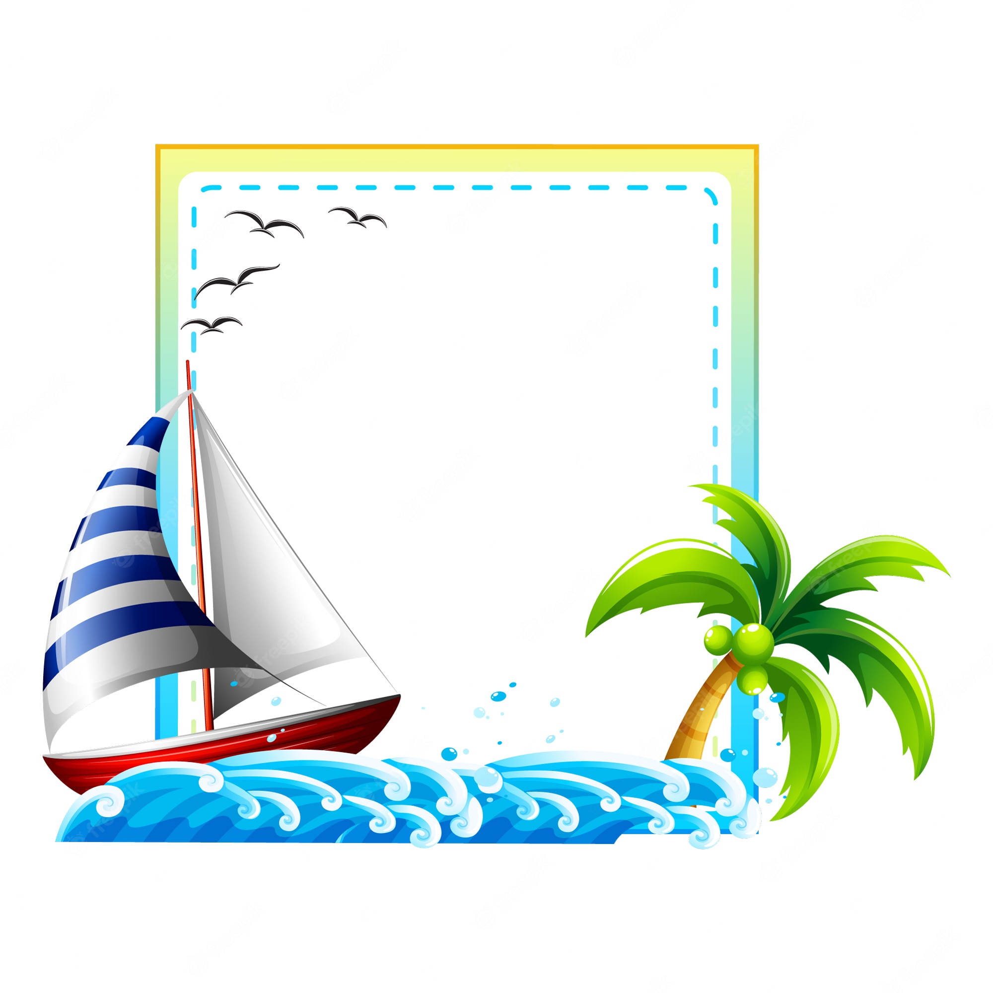 Cute Sea Design With Place For Your Text. Royalty Free SVG - Clip Art