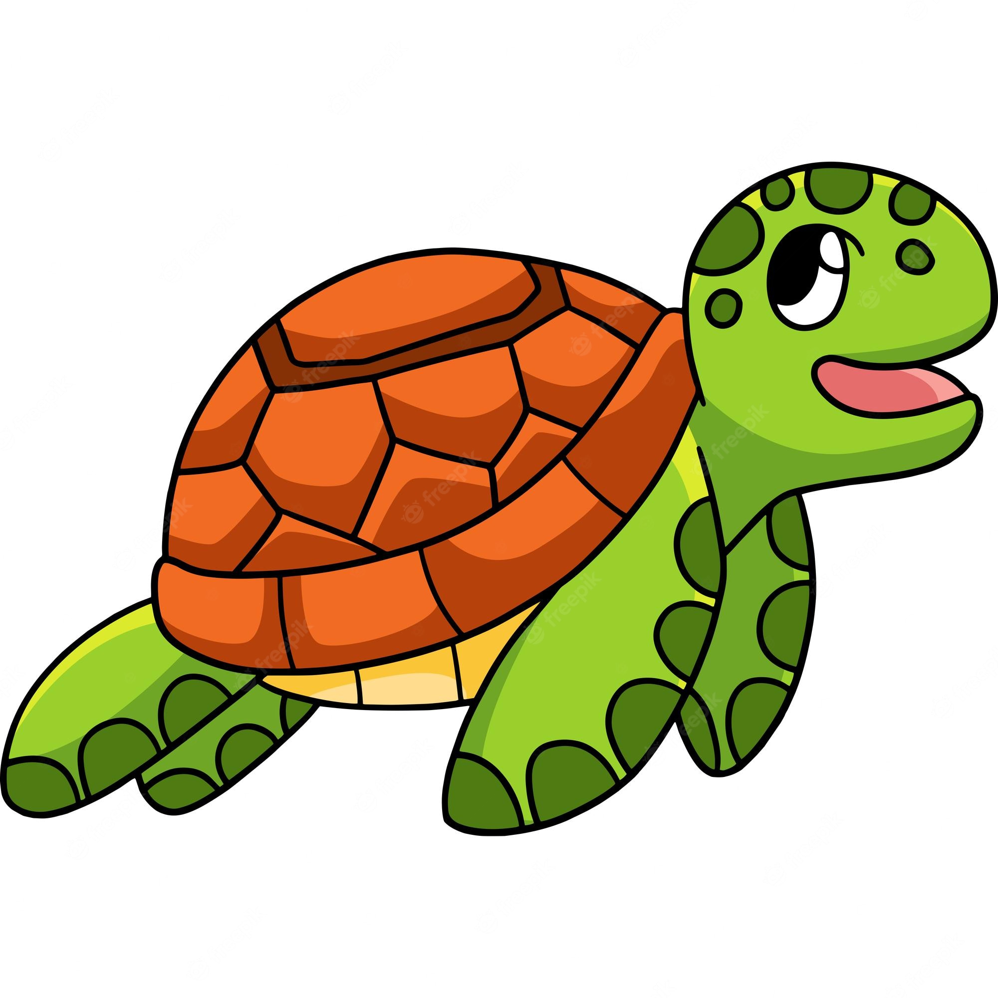 Cute Cartoon Turtle Illustration Free Vector Clipart For Kids 