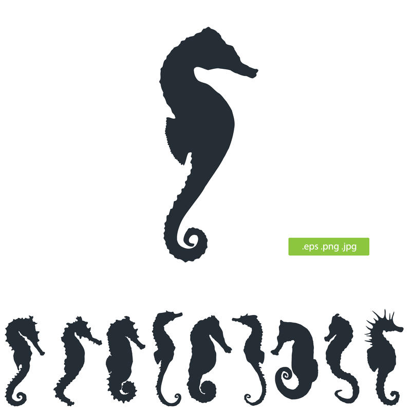 Seahorse Silhouette Vector Pack - Free Download in EPS, PNG, JPG