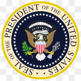 Official Seal of the President of the United States featuring eagle, shield, olive branch, and arrows on a blue field with stars.