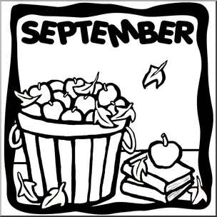 September Back-to-School and Apple Harvest Illustration