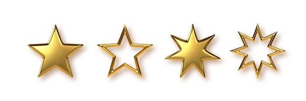 Gold Star Ratings Icon Set - High-Quality Vector Graphics for Reviews & Awards