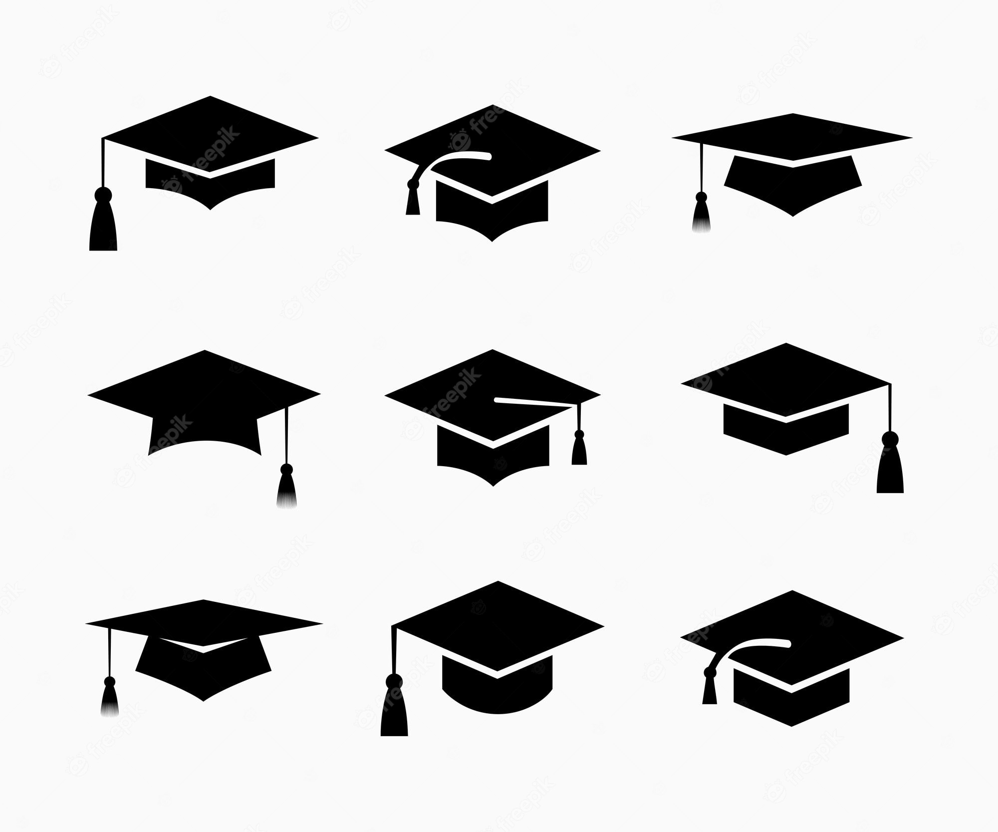 Graduation Cap Icons Set Free Vector Illustrations For Academic 