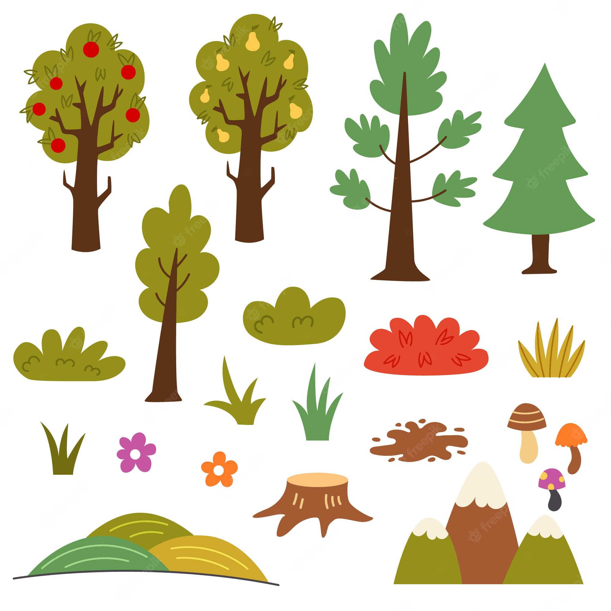 Trees and a shrub .ai Royalty Free Stock Vector Clip Art - Clip Art Library