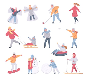 Winter Fun Activities Illustration - Free Vector Clipart for Seasonal Content