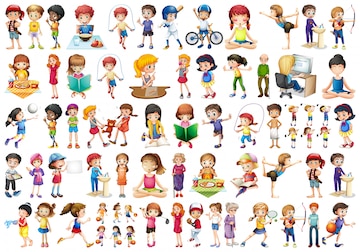Diverse Kids Activities Clipart - Free Download for Educational & Creative Projects