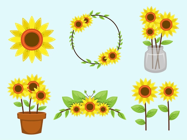 Sunflower Illustrations - Clipart Set for Design & Print Projects