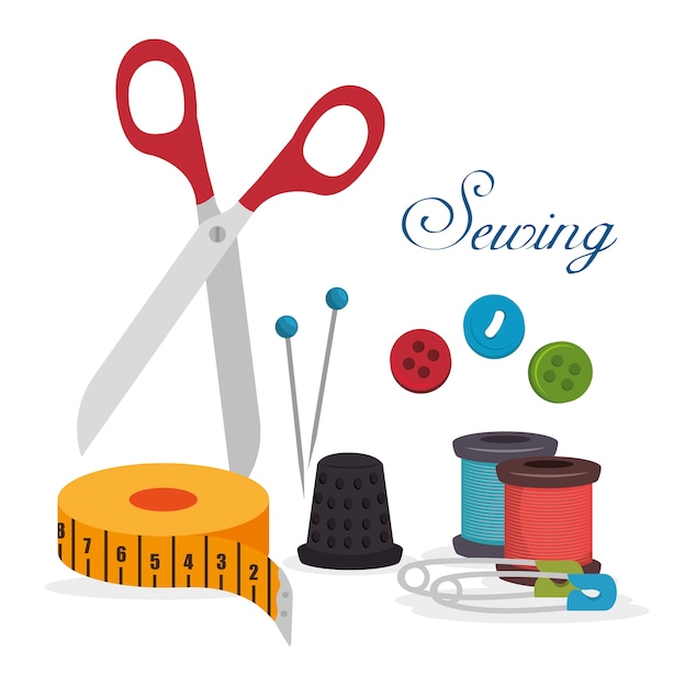 Illustration of Different Sewing Kit Sets with Threads, Scissors - Clip ...