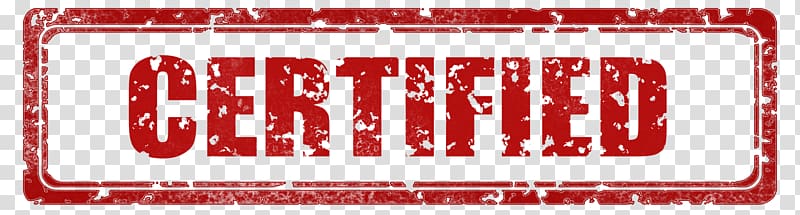 Red distressed "CERTIFIED" stamp on transparent background, evoking official validation or quality assurance.