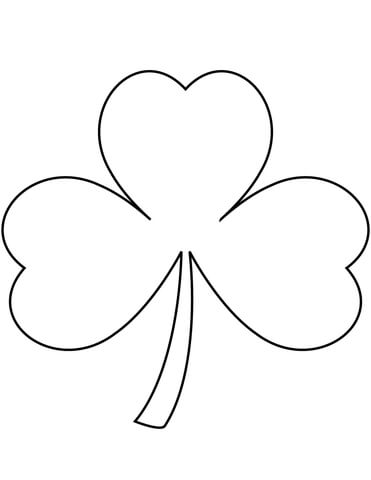 Simple black-and-white line drawing of a three-leaf clover with stem.